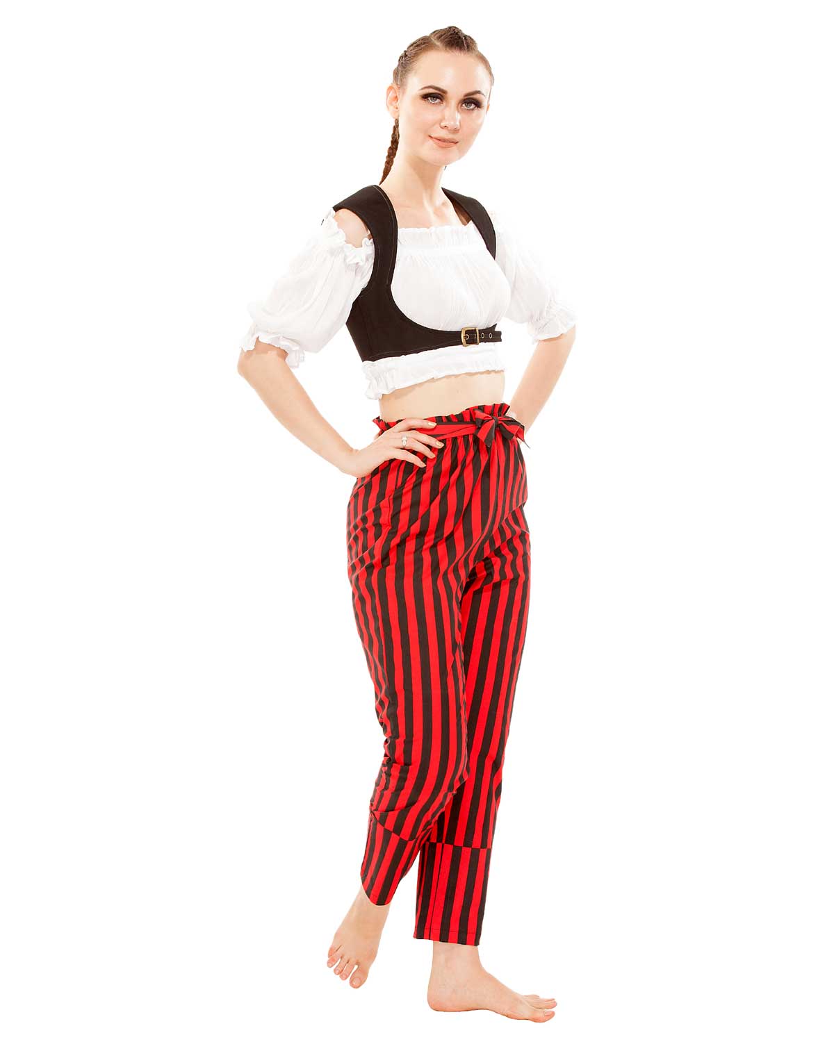 (image for) Abigail Self-Tie Frill-Waist Striped Pants