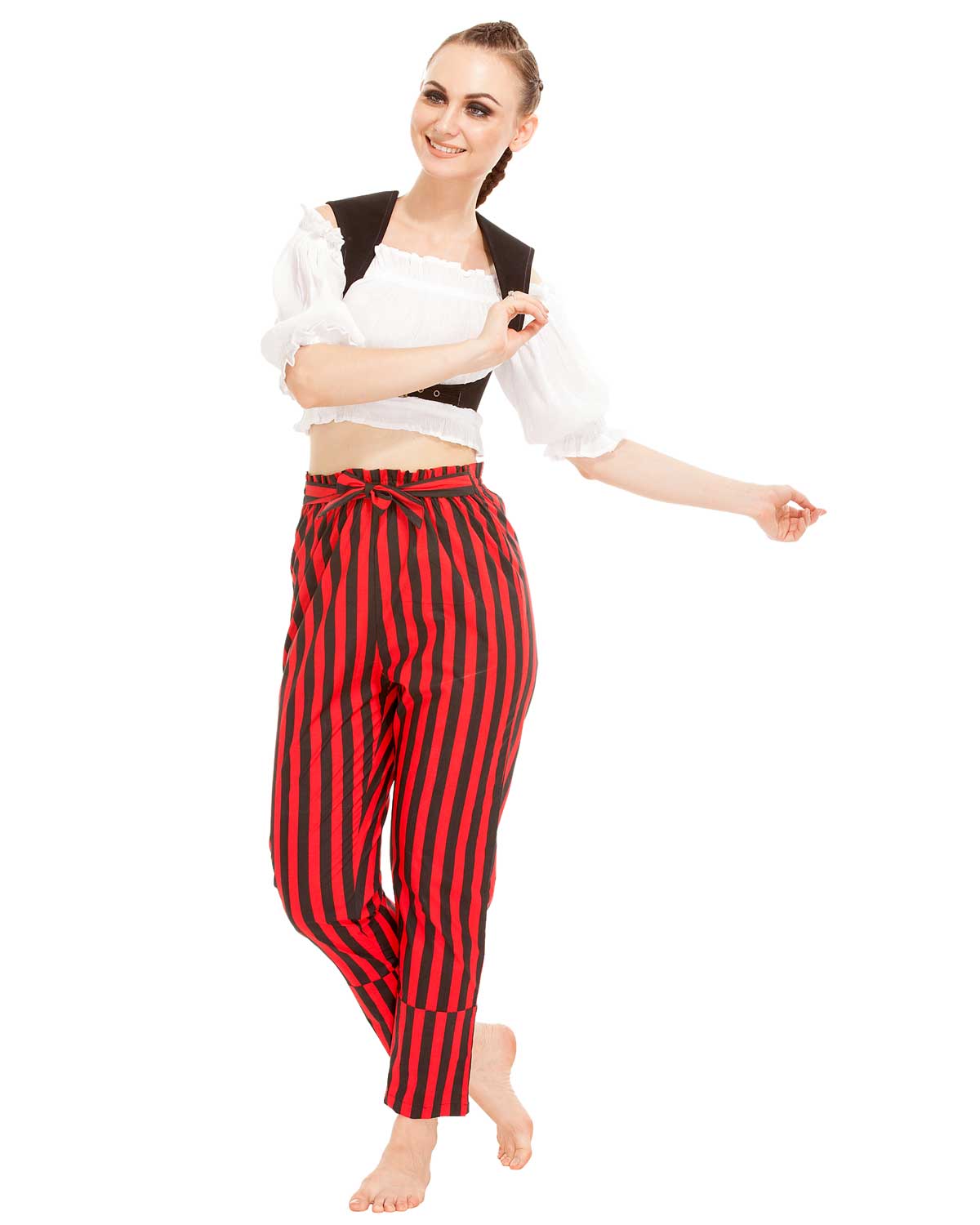 (image for) Abigail Self-Tie Frill-Waist Striped Pants