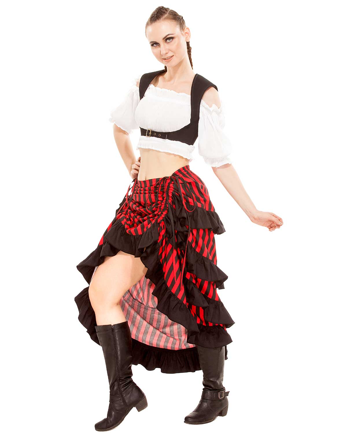 (image for) Minerva High-Low Show Girl Striped Skirt