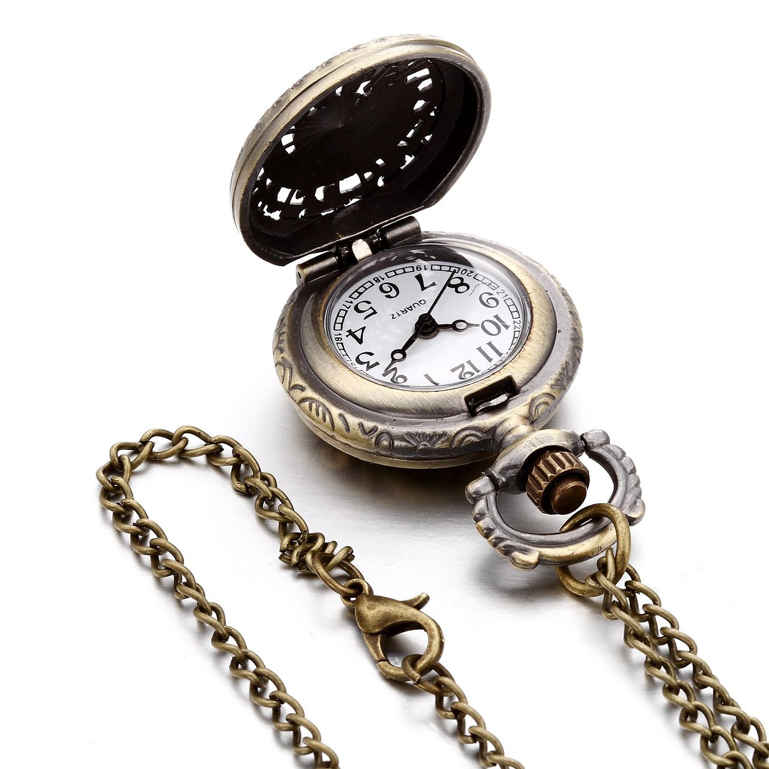 (image for) Two Small Owl Quartz Pocket Chain Watch (with Padded Box)