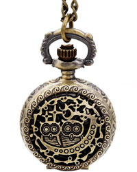 (image for) Two Small Owl Quartz Pocket Chain Watch (with Padded Box)